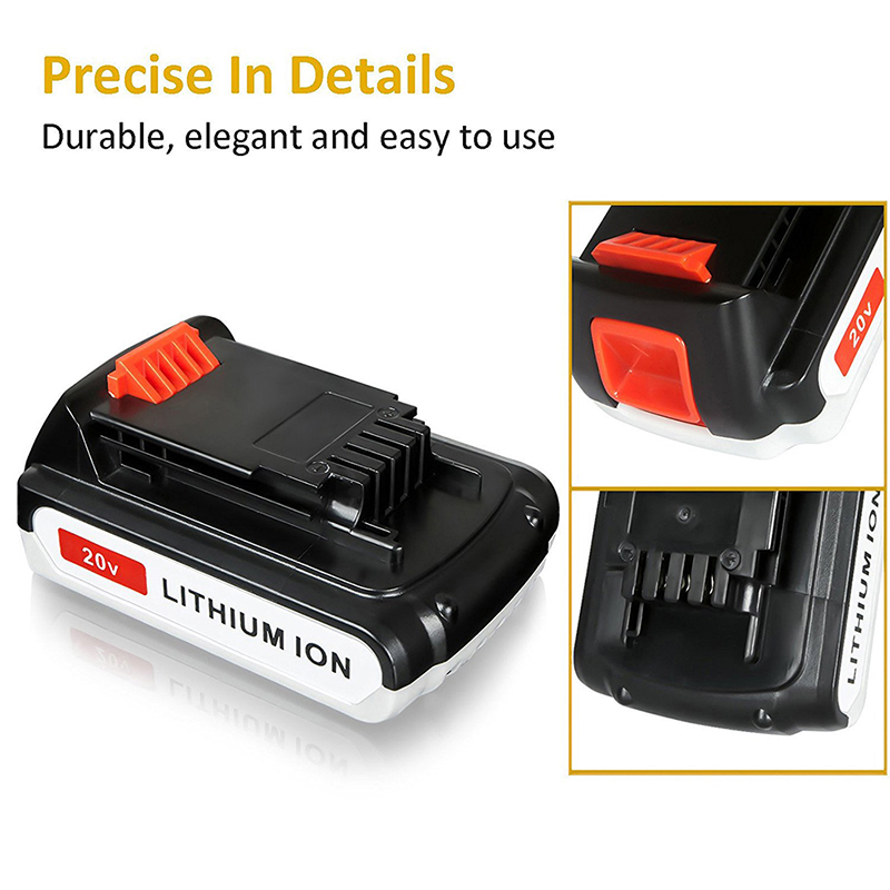 Сменные аккумуляторные батареи Li-ion 2000mAh 20V для инструментов Black \u0026 Decker LB20, LBX20, LBX4020, LB2X4020